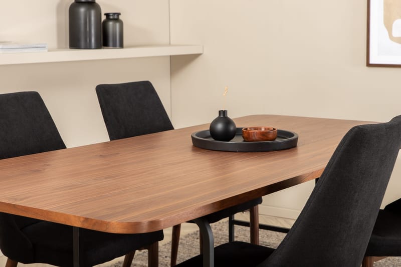 Unos Matgrupp 200 cm inkl 4 Campomar Stolar - Valnötsbrun/Svart - Möbler - Matplats - Matgrupp & matbord med stolar