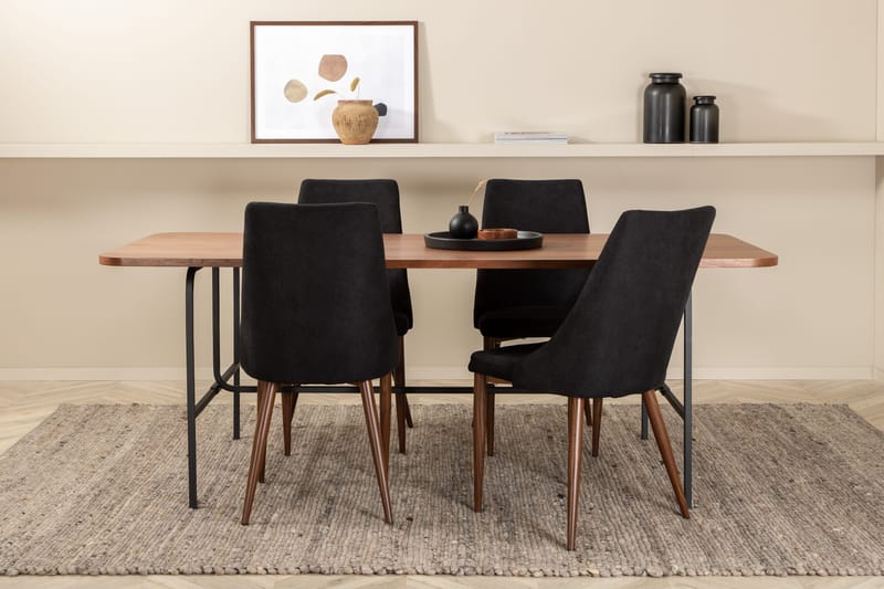 Unos Matgrupp 200 cm inkl 4 Campomar Stolar - Valnötsbrun/Svart - Möbler - Matplats - Matgrupp & matbord med stolar