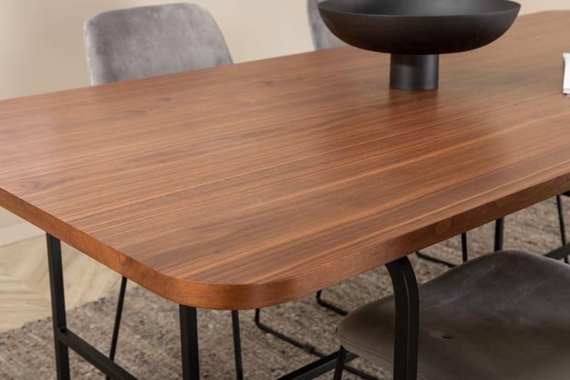 Unos Matgrupp 200 cm inkl 4 Jadraque Stolar - Valnötsbrun/Svart/Grå - Möbler - Matplats - Matgrupp & matbord med stolar