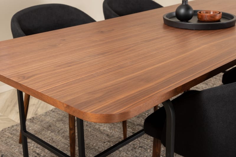 Unos Matgrupp 200 cm inkl 4 Kullersbro Stolar - Valnötsbrun/Svart/Brun - Möbler - Matplats - Matgrupp & matbord med stolar