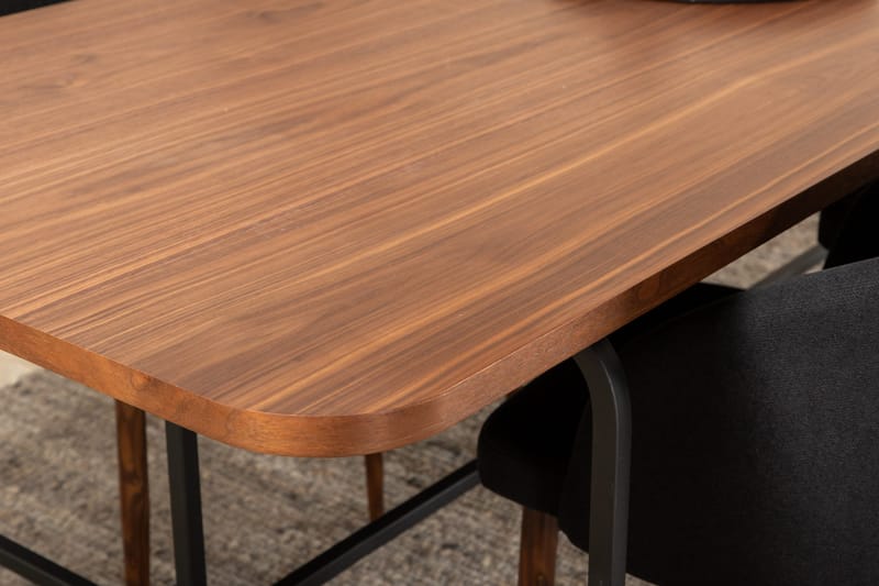 Unos Matgrupp 200 cm inkl 4 Kullersbro Stolar - Valnötsbrun/Svart/Brun - Möbler - Matplats - Matgrupp & matbord med stolar