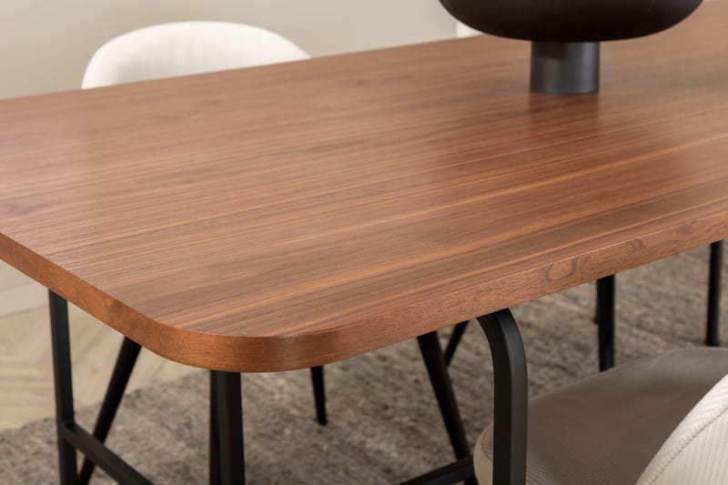 Unos Matgrupp 200 cm inkl 4 Valera Manchesterstolar - Valnötsbrun/Svart/Beige - Möbler - Matplats - Matgrupp & matbord med stolar