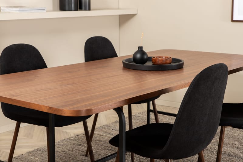 Unos Matgrupp 200 cm inkl 4 Pontus Stolar - Valnötsbrun/Svart - Möbler - Matplats - Matgrupp & matbord med stolar