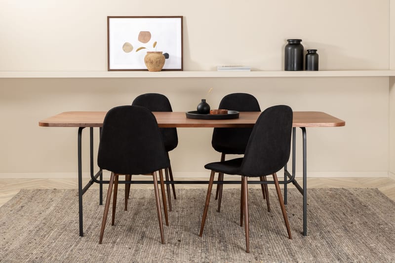 Unos Matgrupp 200 cm inkl 4 Pontus Stolar - Valnötsbrun/Svart - Möbler - Matplats - Matgrupp & matbord med stolar