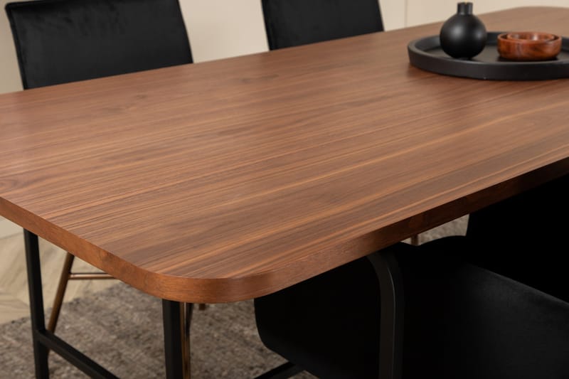 Unos Matgrupp 200 cm inkl 4 Pipi Stolar - Valnötsbrun/Svart/Kopper - Möbler - Matplats - Matgrupp & matbord med stolar