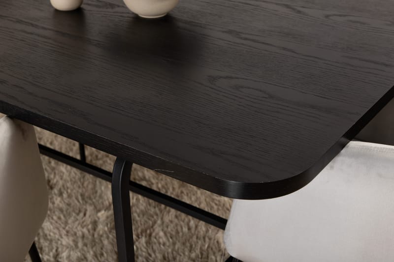 Unos Matgrupp 200 cm inkl 6 Berita Sammetsstolar - Svart/Grå - Möbler - Matplats - Matgrupp & matbord med stolar