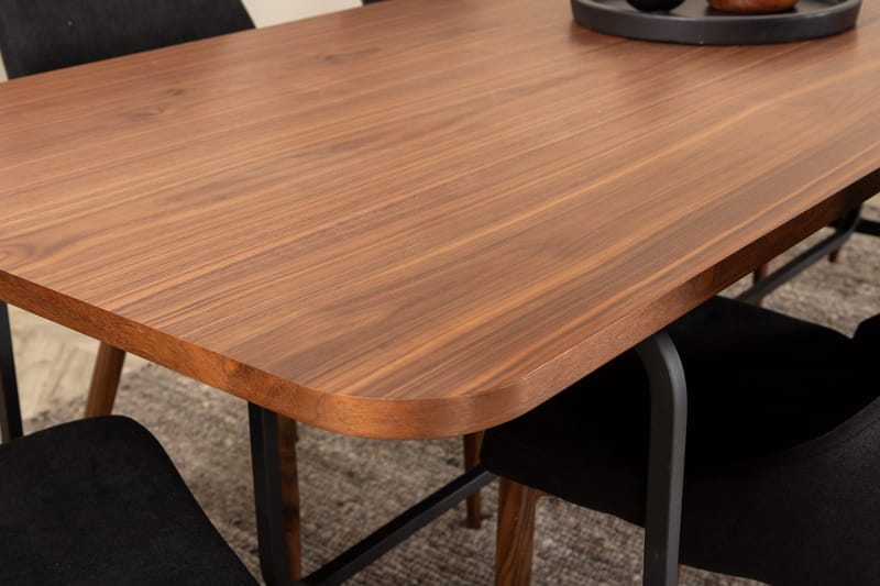 Unos Matgrupp 200 cm inkl 6 Campomar Stolar - Valnötsbrun/Svart - Möbler - Matplats - Matgrupp & matbord med stolar