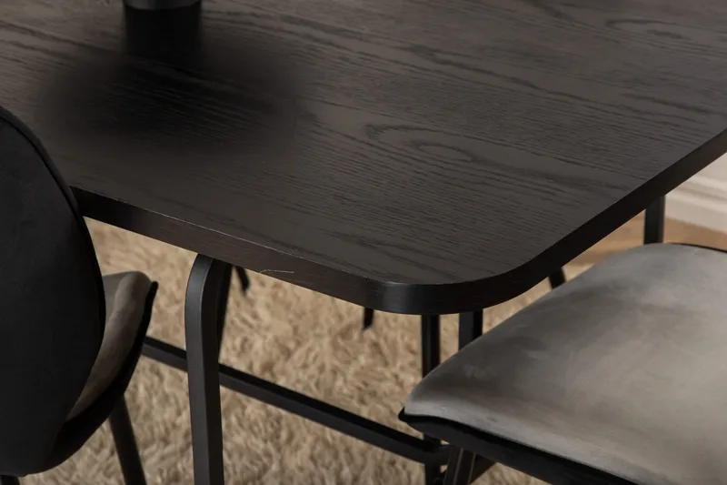 Unos Matgrupp 200 cm inkl 6 Emsa Stolar - Svart/Ljusgrå - Möbler - Matplats - Matgrupp & matbord med stolar