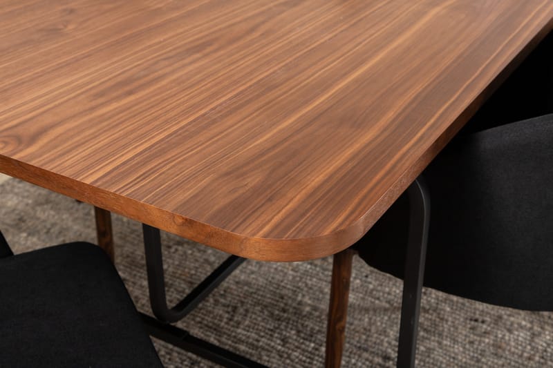 Unos Matgrupp 200 cm inkl 6 Kullersbro Stolar - Valnötsbrun/Svart/Brun - Möbler - Matplats - Matgrupp & matbord med stolar