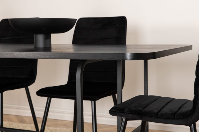Unos Matgrupp 200 cm inkl 6 Robin Sammetsstolar - Svart - Möbler - Matplats - Matgrupp & matbord med stolar
