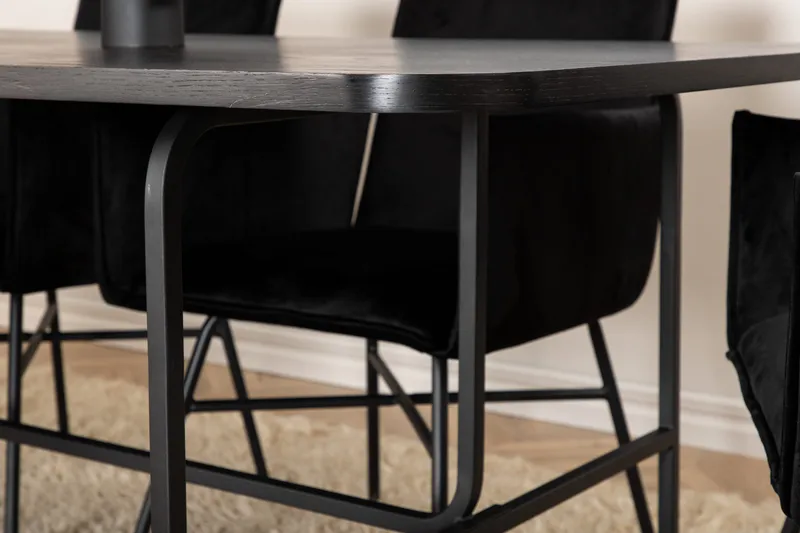 Unos Matgrupp 200 cm inkl 6 Pippi Stolar - Svart - Möbler - Matplats - Matgrupp & matbord med stolar