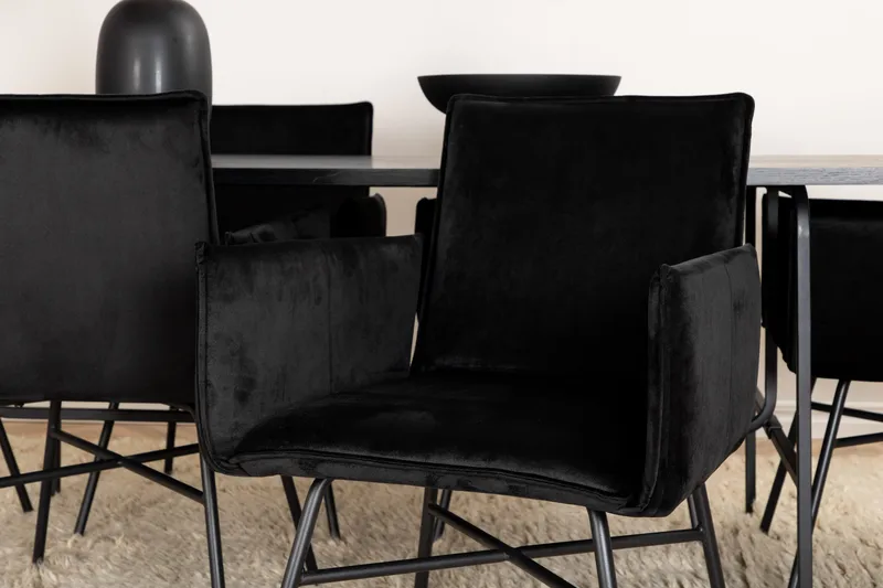 Unos Matgrupp 200 cm inkl 6 Pippi Stolar - Svart - Möbler - Matplats - Matgrupp & matbord med stolar