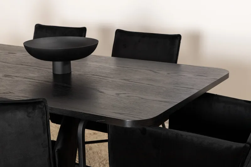 Unos Matgrupp 200 cm inkl 6 Pippi Stolar - Svart - Möbler - Matplats - Matgrupp & matbord med stolar