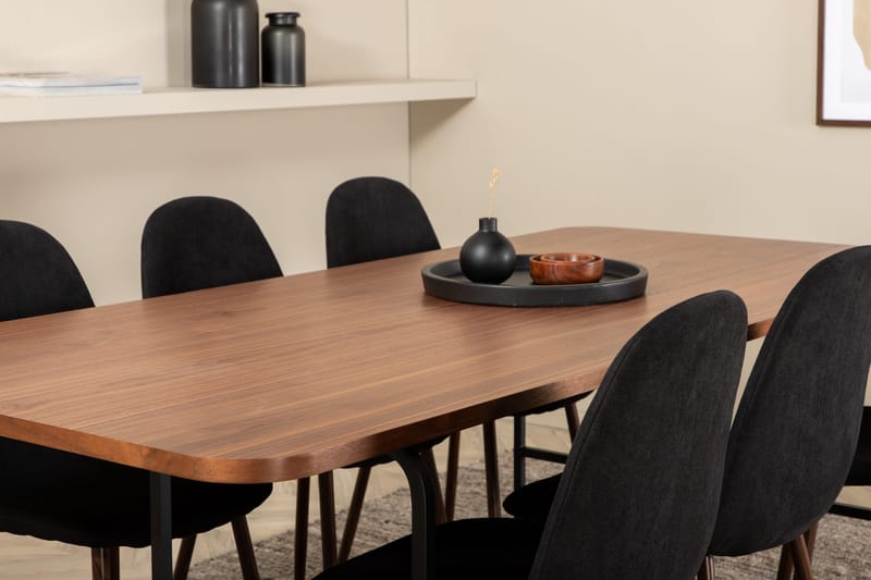 Unos Matgrupp 200 cm inkl 6 Pontus Stolar - Valnötsbrun/Svart - Möbler - Matplats - Matgrupp & matbord med stolar