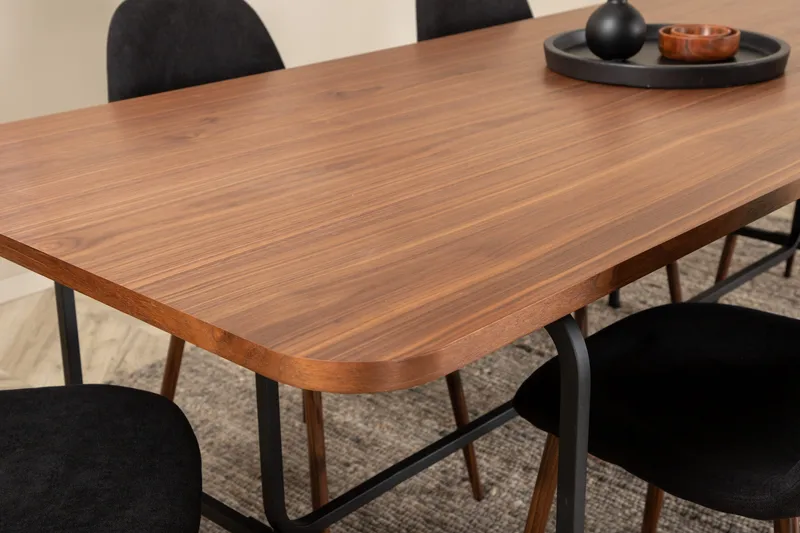 Unos Matgrupp 200 cm inkl 6 Pontus Stolar - Valnötsbrun/Svart - Möbler - Matplats - Matgrupp & matbord med stolar