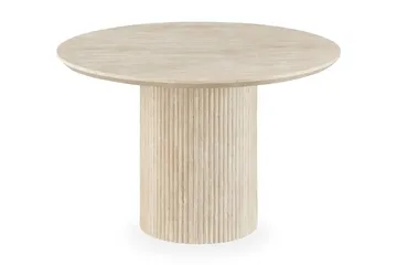 Uppveda Matbord Runt 120 cm Travertin med 4 Reciclar Matstolar - Travertin/Greige - Möbler - Matplats - Matgrupp & matbord med stolar