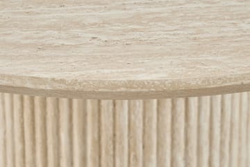 Uppveda Matbord Runt 120 cm Travertin med 4 Reciclar Matstolar - Travertin/Greige - Möbler - Matplats - Matgrupp & matbord med stolar