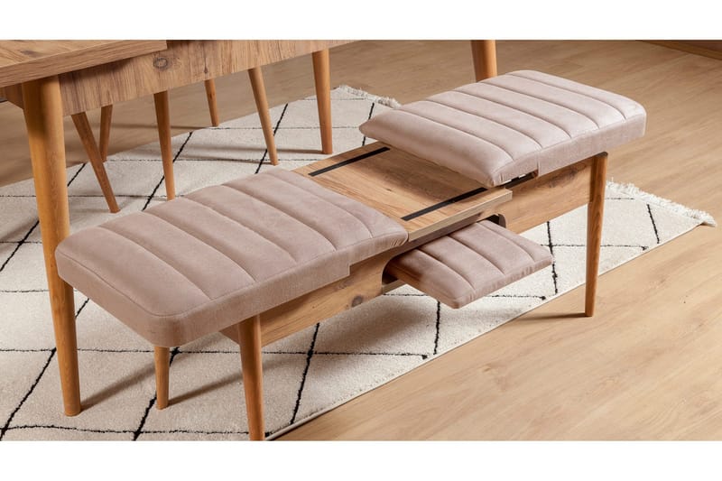 Valsot Förlängningsbar Matgrupp 129 cm - Natur/Grå/Brun - Möbler - Matplats - Matgrupp & matbord med stolar