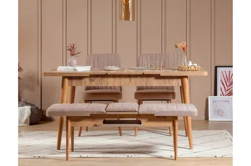 Valsot Förlängningsbar Matgrupp 129 cm - Natur/Grå/Brun - Möbler - Matplats - Matgrupp & matbord med stolar