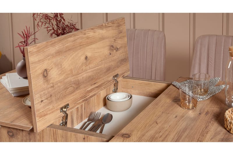 Valsot Förlängningsbar Matgrupp 129 cm - Natur/Grå/Brun - Möbler - Matplats - Matgrupp & matbord med stolar