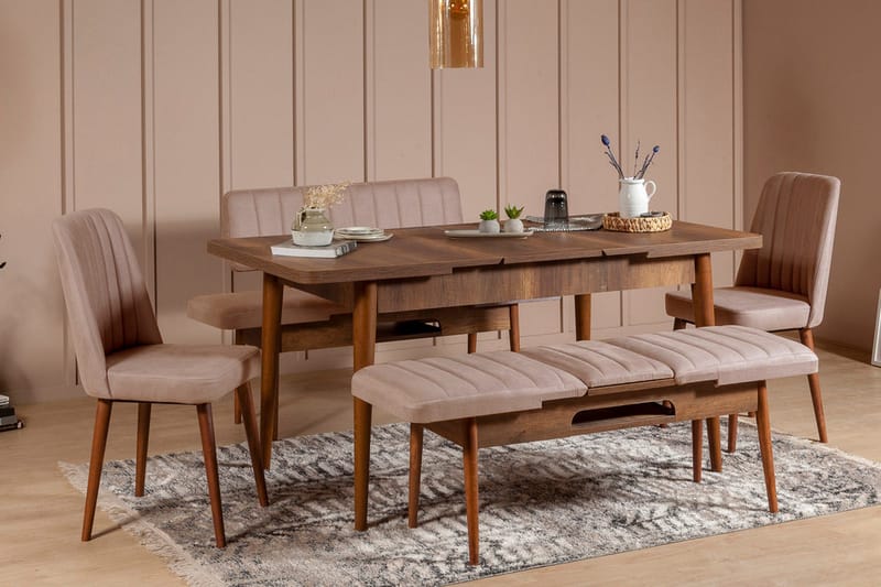 Valsot Förlängningsbar Matgrupp 129 cm - Vit/Grå - Möbler - Matplats - Matgrupp & matbord med stolar