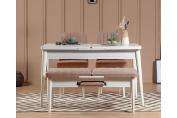 Valsot Förlängningsbar Matgrupp 129 cm - Vit/Grå - Möbler - Matplats - Matgrupp & matbord med stolar