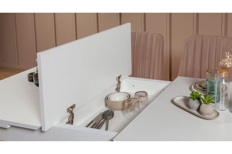 Valsot Förlängningsbar Matgrupp 129 cm - Vit/Grå - Möbler - Matplats - Matgrupp & matbord med stolar