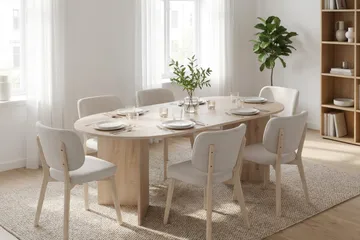 Vera Matgrupp 220 cm rektangulärt Vitlaserad med 6 Eira Matstolar - Vitlaserad ek - Möbler - Matplats - Matgrupp & matbord med stolar
