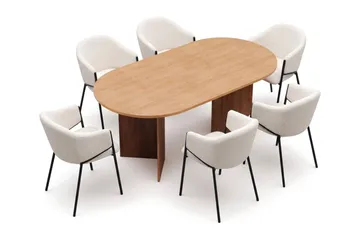 Vera Matgrupp rektangulärt 180 cm Ek med 6 Filip Matstolar - Ek - Möbler - Matplats - Matgrupp & matbord med stolar