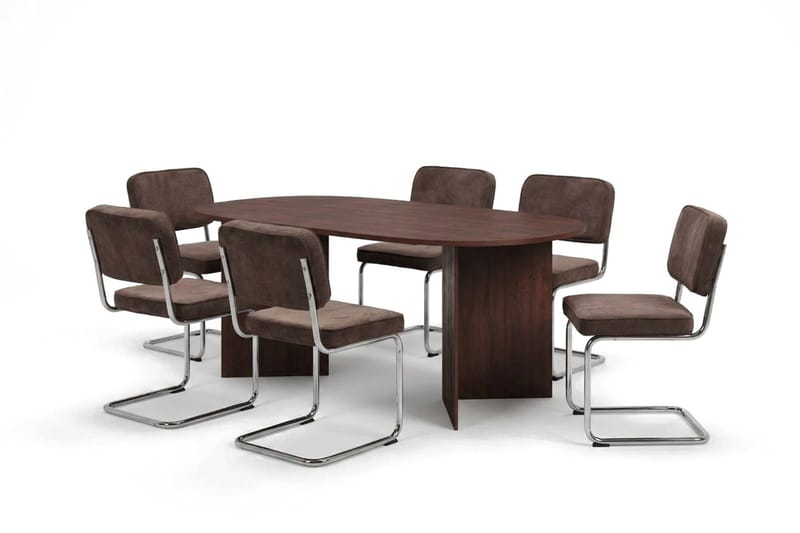 Vera Matgrupp rektangulärt 180 cm Valnöt med 6 Milva Matstolar, Valnöt