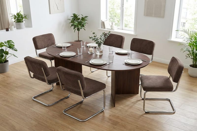 Vera Matgrupp rektangulärt 180 cm Valnöt med 6 Milva Matstolar - Valnöt - Möbler - Matplats - Matgrupp & matbord med stolar