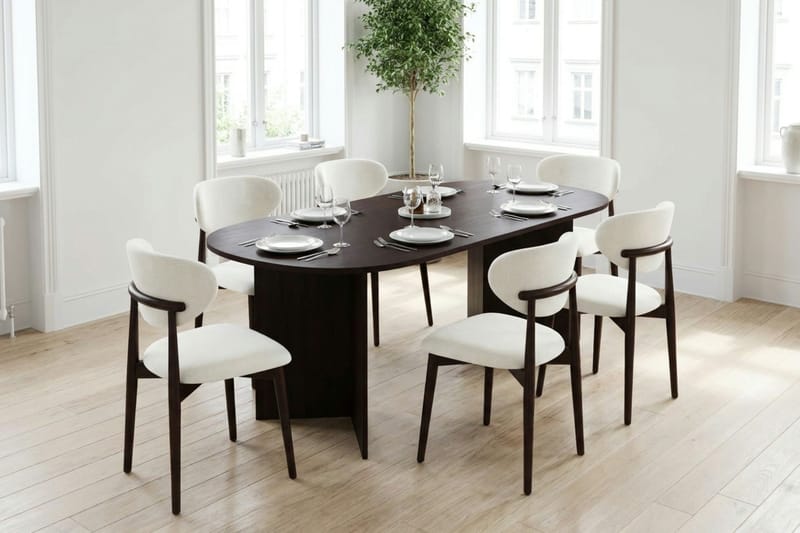 Vera Matgrupp rektangulärt 220 cm Rökt Ek med 6 Molly Matstolar - Rökt ek - Möbler - Matplats - Matgrupp & matbord med stolar