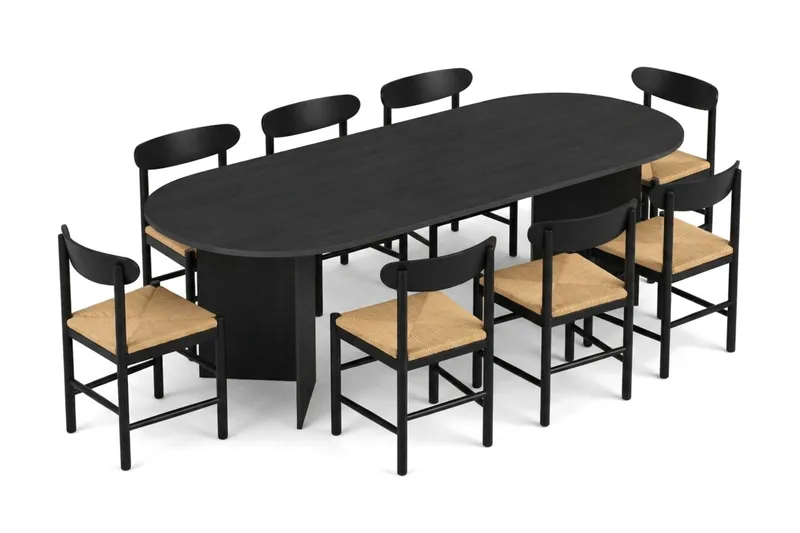 Vera Matgrupp rektangulärt 220 cm Svart med 6 Malte Matstolar - Möbler - Matplats - Matgrupp & matbord med stolar