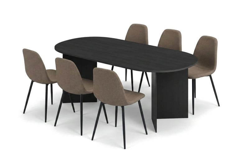 Vera Matgrupp rektangulärt 220 cm Svart med 6 Nibe Matstolar - Svart - Möbler - Matplats - Matgrupp & matbord med stolar