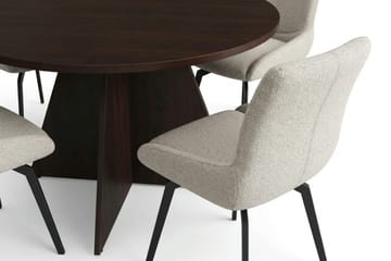 Vera Matgrupp runt 110 cm Rökt Ek med 4 Mora Matstolar - Rökt ek - Möbler - Matplats - Matgrupp & matbord med stolar