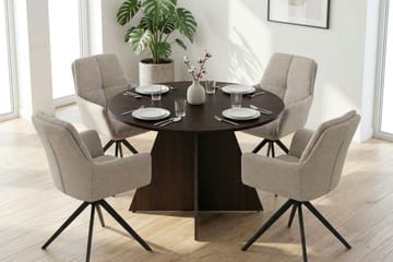 Vera Matgrupp runt 110 cm Rökt Ek med 4 Torsby Matstolar - Rökt ek - Möbler - Matplats - Matgrupp & matbord med stolar