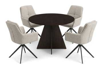 Vera Matgrupp runt 110 cm Rökt Ek med 4 Torsby Matstolar - Rökt ek - Möbler - Matplats - Matgrupp & matbord med stolar