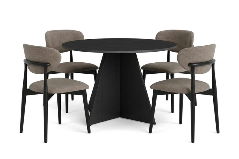 Vera Matgrupp runt 110 cm Svart med 4 Molly Matstolar - Svart - Möbler - Matplats - Matgrupp & matbord med stolar