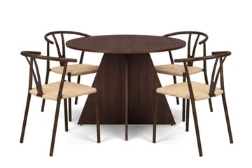 Vera Matgrupp runt 110 cm Valnöt med 4 Elysia Matstolar - Möbler - Matplats - Matgrupp & matbord med stolar