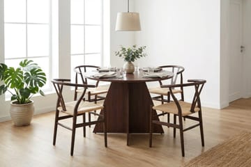 Vera Matgrupp runt 110 cm Valnöt med 4 Elysia Matstolar - Möbler - Matplats - Matgrupp & matbord med stolar