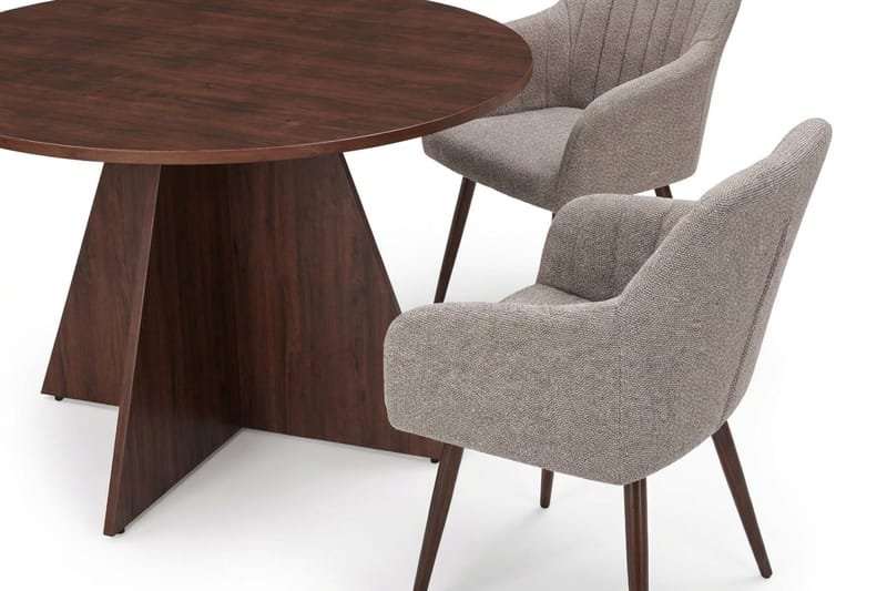Vera Matgrupp runt 110 cm Valnöt med 4 Filippa Matstolar - Valnöt - Möbler - Matplats - Matgrupp & matbord med stolar