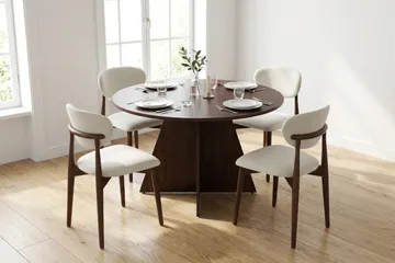 Vera Matgrupp runt 110 cm Valnöt med 4 Molly Matstolar - Valnöt - Möbler - Matplats - Matgrupp & matbord med stolar