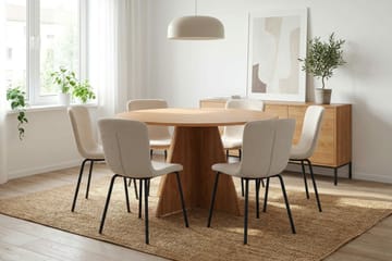 Vera Matgrupp runt 130 cm Ek med 6 Katy Matstolar - Ek - Möbler - Matplats - Matgrupp & matbord med stolar