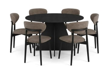 Vera Matgrupp runt 130 cm Svart med 6 Molly Matstolar - Svart - Möbler - Matplats - Matgrupp & matbord med stolar