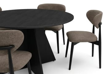 Vera Matgrupp runt 130 cm Svart med 6 Molly Matstolar - Svart - Möbler - Matplats - Matgrupp & matbord med stolar