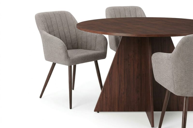 Vera Matgrupp runt 130 cm Valnöt med 6 Filippa Matstolar - Valnöt - Möbler - Matplats - Matgrupp & matbord med stolar