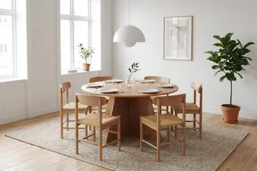 Vera Matgrupp runt 150 cm Ek med 6 Malte Matstolar - Ek - Möbler - Matplats - Matgrupp & matbord med stolar
