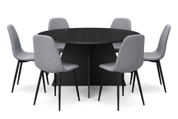 Vera Matgrupp runt 150 cm Svart med 6 Nibe Matstolar - Svart - Möbler - Matplats - Matgrupp & matbord med stolar