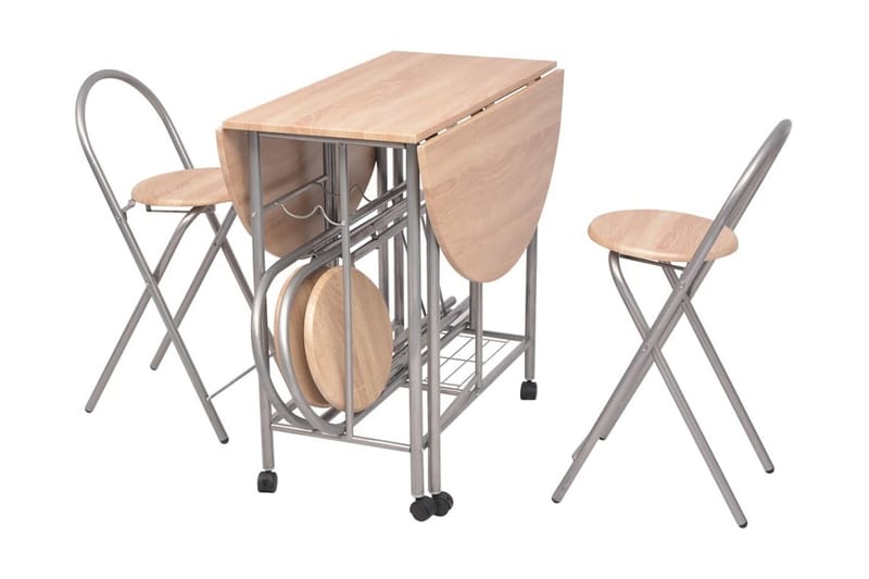Vikbar matgrupp 5 delar MDF - Brun - Matgrupp & matbord med stolar