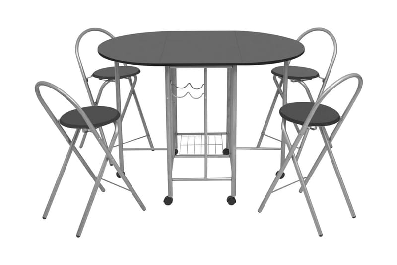 Vikbar matgrupp 5 delar MDF svart - Svart - Matgrupp & matbord med stolar